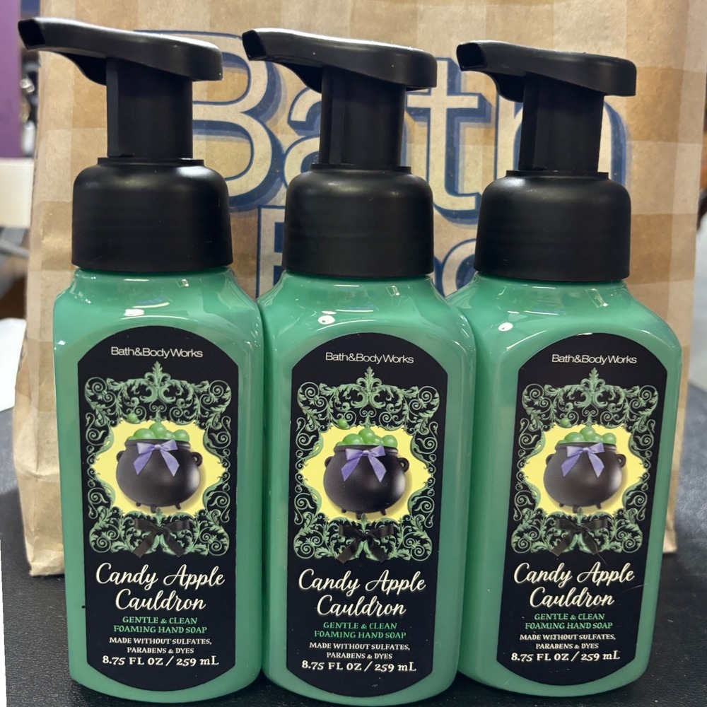 Bath‎ & Body Works Candy Apple Cauldron Gentle Foaming Hand Soap Set of 3, NEW